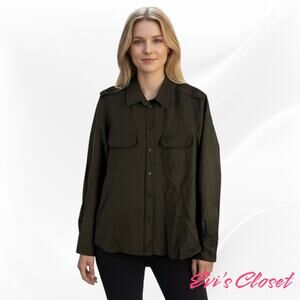 Zara Women's Shirt Brown Button Up Sz M